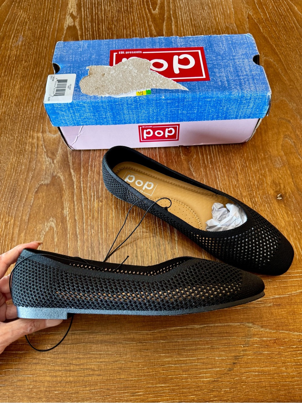 NIB Pop Senvier black soft mesh ballet flats 7.5 - Picture 5 of 13
